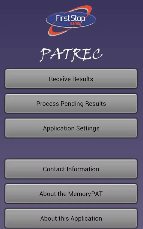 Screenshot of PATREC Android App one
