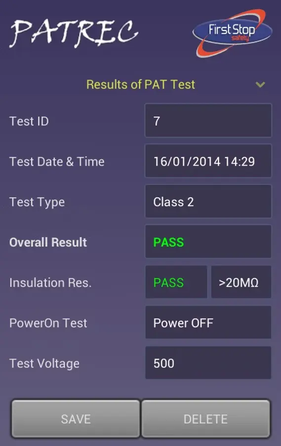 Screenshot of PATREC Android App three